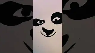 🐼 Minimalist Panda Face Drawing | Black Ink Line Art #shorts