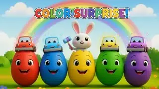 Colorful Eggs Surprise 🚗🥚 | Learn Colors with Cars & Bunny | Fun Nursery Rhyme for Kids