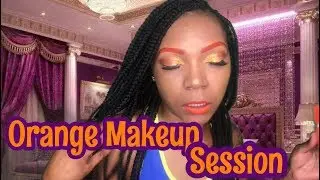 ORANGE EYEBROW TUTORIAL | GOLD GLITTER CUT CREASE | HOW TO CUT A CREASE