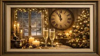 Cozy New Year’s Eve Framed Artwork for TV | Candlelight, Snowfall & Midnight Magic | NYE TV Frame