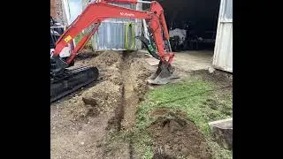 installing surface water drainage from the garden workshop and adding parking area. #garden 