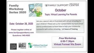 Family Workshop Series  Supporting Virtual Learning at Home