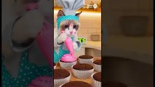 Cat & Ferret HELL'S KITCHEN! 🧁 Miumiu & Milk's Cupcake Chaos Chef HELL'S KITCHEN PET EDITION#shorts