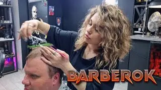 💈ONE HOUR Haircut with Talkative and Charming Barber❤️Cosmic Jasmine' Hands Makes Me See Stars!💥