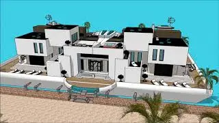 Modular Floating house boat design by creator Mikkel S&oslash;lbeck in Caliraya Fontana Lake permanent resi