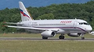 [FullHD] Russia Ministry of Emergency Situations Sukhoi Superjet takeoff at Geneva/GVA/LSGG