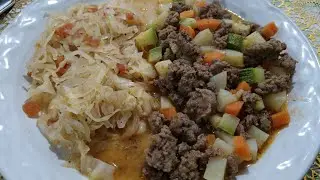 Picadillo con repollo guisado 