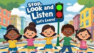 Stop, Look, & Listen🚦 | Safety Song for Toddlers & Preschoolers | Street Crossing Rules for Kids