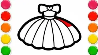 Easy Girl Frock Drawing for Kids 👗 | Step by Step Cute Dress Drawing | Coloring for Children