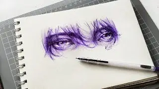 How to draw realistic eyes with pen👀| Ballpoint pen art 🖊| Speed drawing⏩ #sketch #pendrawing