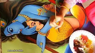 Full Video | Radha Krishna Acrylic Painting on Canvas | Step by Step Radha Krishna Painting
