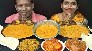 MASALA KHICHURI, ALUR DUM, EGG CURRY BRINJAL FRY PAPOR, KHICHDI EATING @royalstarrishitaemoji