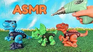 ASMR Building Dinosaurs 🦖 Drill Construction Puzzle Toy | Satisfying No Talking
