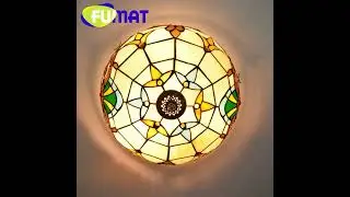 FUMAT Tiffany sytle stained glass Baroque 16inch ceiling lamp for dining room bedroom hallway decor