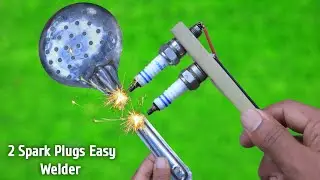 How to make a simple welding machine from 2 SPARK PLUG at home Genius Invention with Welding Machine