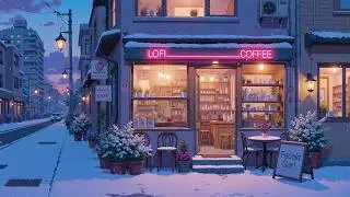 Cozy Street Coffee Shop ❄️ Snowy Evening with Lofi Coffee ☕ Winter Music for Relax, Study & Work