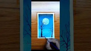 Oil pastel - Night Moon  light painting 🌕 #shorts #youtubeshorts #art #painting #easydrawing
