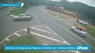 C&acirc;meras de seguran&ccedil;a flagram acidente entre motocileta e caminhonete em Tel&ecirc;maco Borba