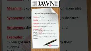 Vicarious | Meaning, Synonyms, Antonyms & Example Sentences | Advanced English Vocabulary