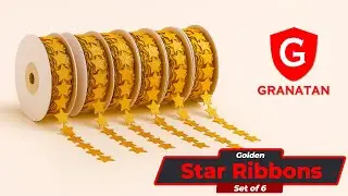 Golden Star Ribbon 6-Pack &ndash; Sparkling DIY Craft Rolls by Granatan