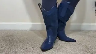 VOZTOLLS Western Cowboy Boots for Women Knee High Cowgirl Boots Pointed Toe Chunky Block Heel