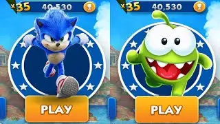 Sonic Dash vs Om Nom Run - Movie Sonic vs All Bosses Zazz Eggman All 61 Characters Unlocked