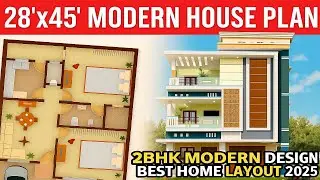 28x45 House Plan | Modern 2BHK House Design with Car Parking #2bhkhousedesign