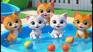 Five Little Kittens Jumping in the Pool | Funny and Fun Kids Nursery Rhyme Animation