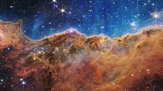 4K Webb Space Telescope Fly-Through - &ldquo;Cosmic Cliffs&rdquo; in the Carina Nebula (NIRCam Image)