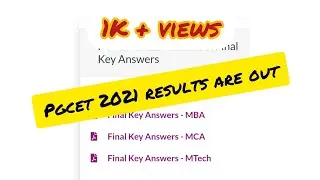 🙋PGCET 2021 RESULTS ARE OUT