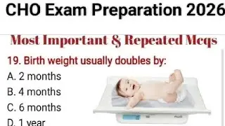 CHO Exam Preparation 2026 | CHO Previous Year Questions | MCQ for cho exam #cho #staff_nurse