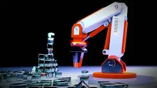 Animation in Blender 3D mechanical arm manipulator, render cycles