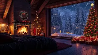Peaceful fireplace and gentle wind sound &ndash; Warm winter night space &ndash; Music for deep sleep 🔥