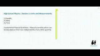 High School Physics - Session 1 - Units and Measurement