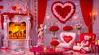 Cozy Valentine's Day Fireplace Ambience 💝 Soft Valentine's Background Music 💘 Valentine's Music 2026