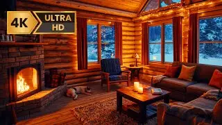 4 Hours 🌨️Cozy Winter Cabin &ndash; Crackling Fireplace & Snowfall for Sleep ❄️🔥🌙🏔️