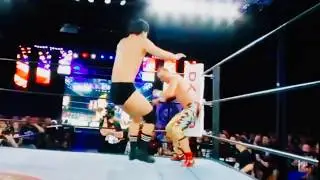 Amazing Red dives on Ren Narita (ECW Arena)