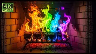 Cozy Fireplace 4K | Fireplace with Crackling Fire Sounds. Rainbow Fireplace Ambience
