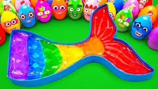 Satisfying ASMR | How to make Mermaid Tail slime Bathtub by mixing Mystery Eggs CLAY Coloring