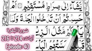 Easy Way To Learn Surah Baqarah || Episode 40 || Ayaat 214 to 216 || Learn Quran Seekhain