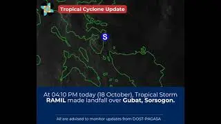 At 04:10 PM today, Tropical Storm #RamilPH made landfall over Gubat, Sorsogon | Bombo Radyo
