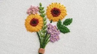 [프랑스 자수] 해바라기 꽃다발 자수 / Sunflower bouquet Embroidery