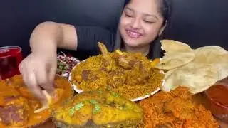 ASMR Eating CHICKEN BIRYANI MUTTON CURRY | NOODLES SHAWARMA ZINGER CHICKEN MOMOS | FAST FOOD ASMR