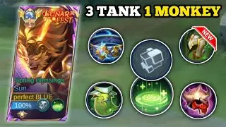 SUN 3 TANK, 1 MONKEY! (no cooldown!🙉) SUN BEST BUILD 2025 -MLBB