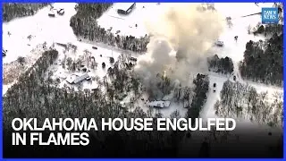 WATCH: Snow-Covered Oklahoma City Home Erupts in Flames | Dawn News English