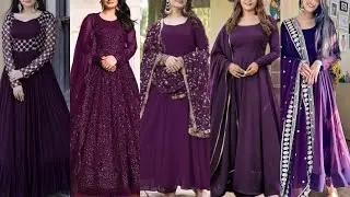 New Model Wine Purple Colour Anarkali Suit Design Ideas 2025 || Purple Anarkali Suit set