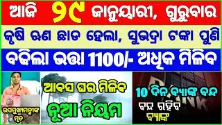 Today's breaking news odisha || Odia News | 29 January 2026 | CM Kisan |subhadra yojana online aply