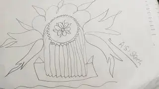 Floral Badge Pencil Drawing | Simple Abstract Flower Sketch#sketch 