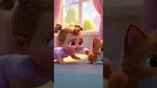 Pinky & Poocha &ndash; Cute Baby vs Naughty Cat kids short video, 3d cartoon short, baby video