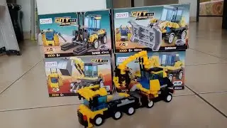 Building Joyit Eco Shop City Construction Low Loader Trailer with a Crane